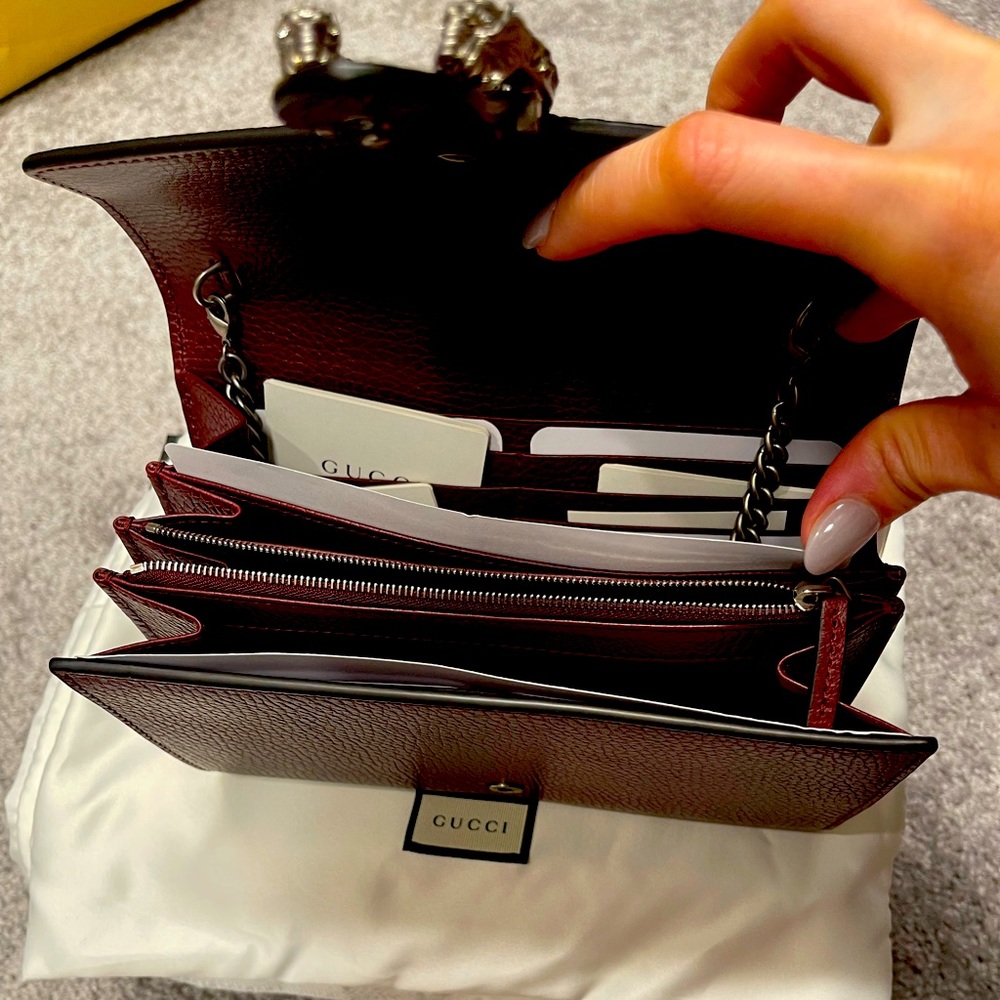 Dionysus mini leather chain wallet ( burgundy color)
